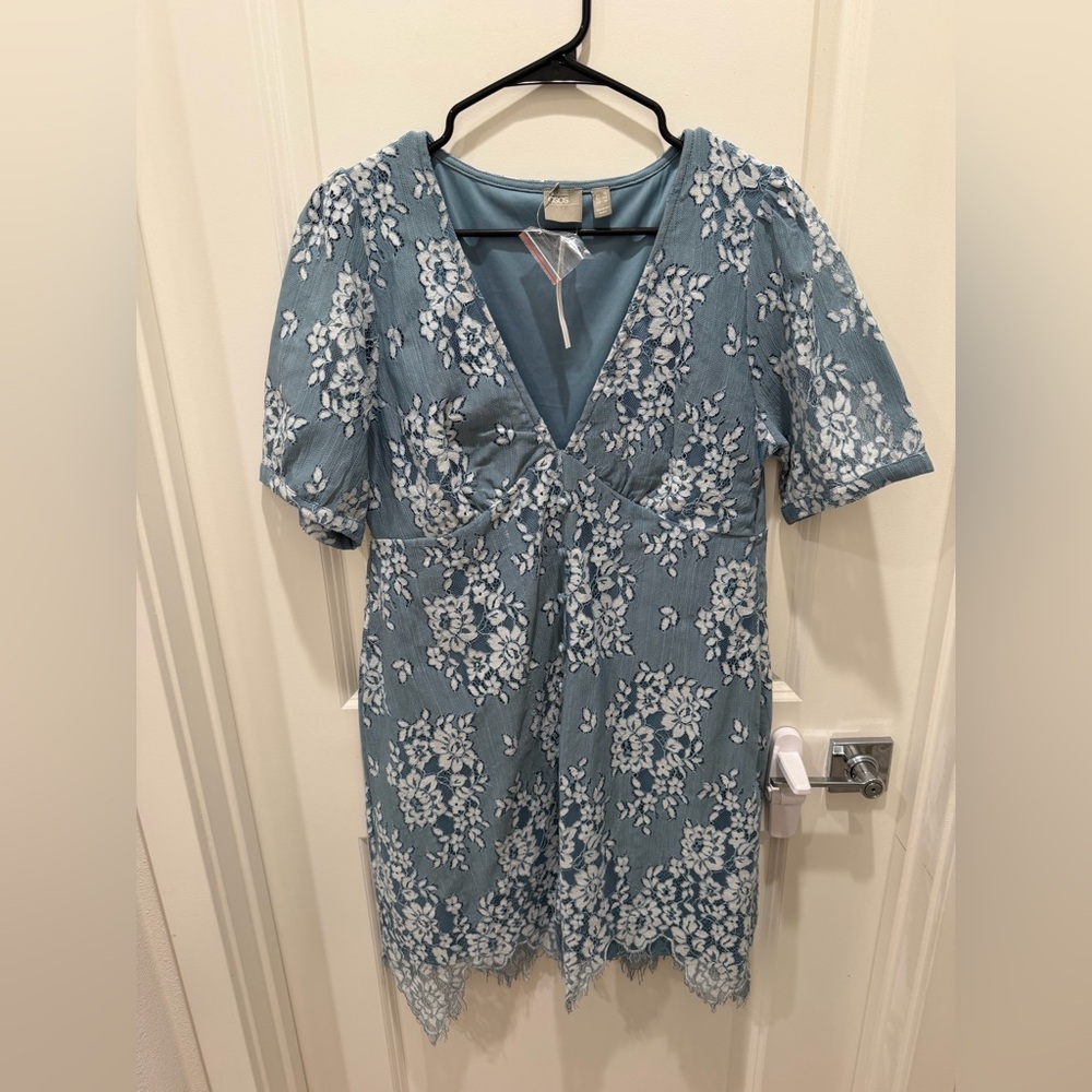 ASOS Blue Floral Lace Mini Dress
